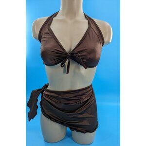 BODYZONE CONVERTIBLES brown halter‎ top and scarf skirt gogo dancer